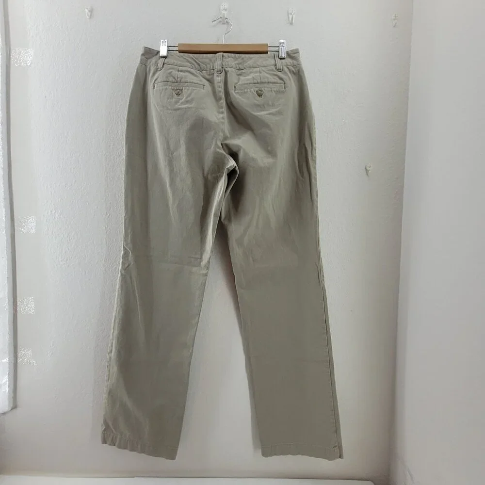 Eddie Bauer Pants Women's 12 TALL Khaki Tan Slightly Curvy Fit Cotton Twill - Picture 3 of 12